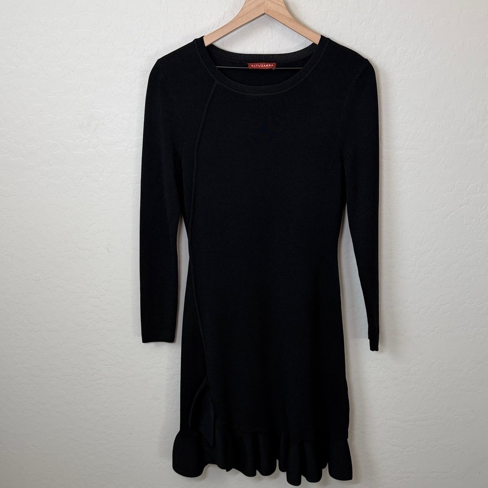 ALTUZARRA Mikey Knit Long Sleeve Ruffle Midi Dress Size L - Picture 4 of 9